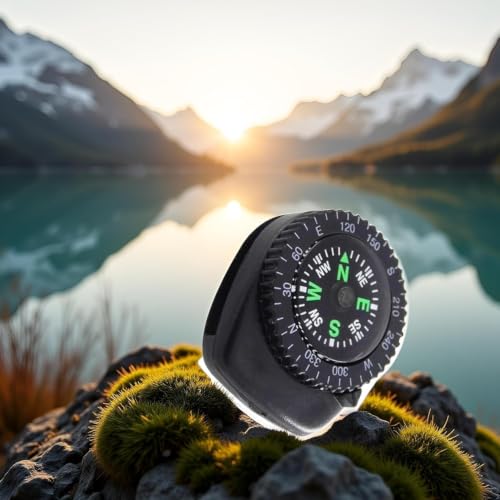 2 Piezas Brújula Mini de Supervivencia Negra: Con fluido interior, tamaño bolsillo, para camping, senderismo y navegación miniatura 7