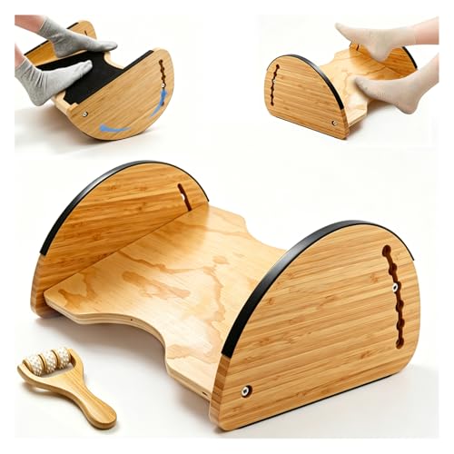 Reposapiés de Madera Ergonómico para Oficina 2 en 1 Reversible Oscilante | Ajustable en 6 Alturas para Debajo del Escritorio, Antideslizante, Soporta 200kg, Mejora Postura y Circulación