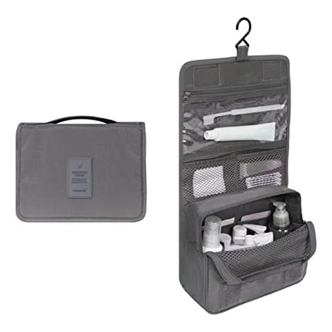 Travel Hanging Toiletry Wash Bag Makeup Cosmetic Organizer Hanging Toiletry Bags for Women, Waterproof Multifunctional Cosmetics Storage Bag for Girls Men(Grey) Cover