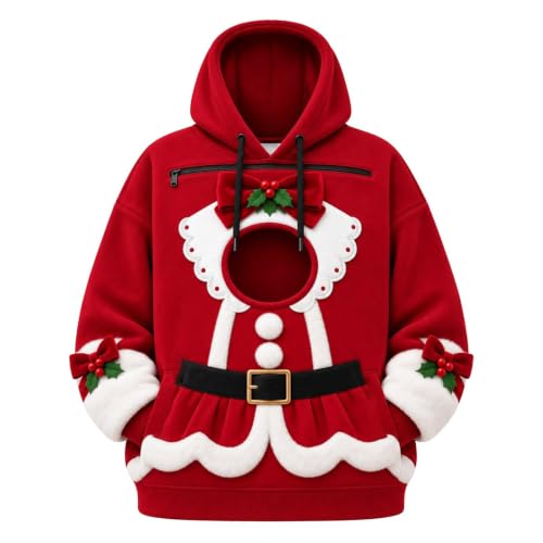 Christmas Dog Carrying Hoodie Women 2026 Zip Up Sweat Shirt Kangaroo Pocket - image 1
