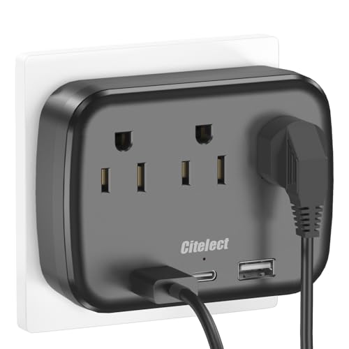 Citelect 3 Outlet Extender Multi Plug Wall Outlets, Surge Protector, Wall Plug Splitter with 3 AC Outlets & 3 USB Ports (2 USB-A + 1 USB-C), Plug Adapter for Home/Office/Hotel/Travel, Black(1 Pack)