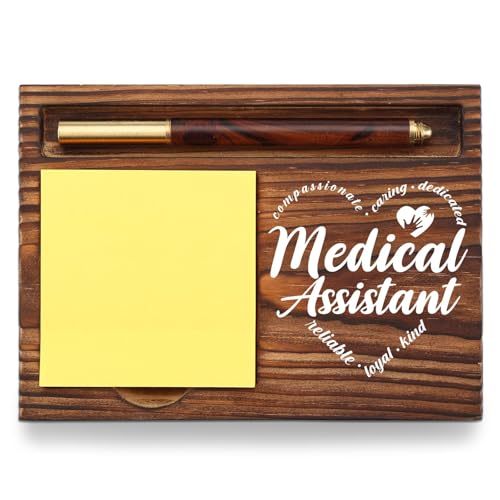 Medical Assistant Sticky Note Holder Wooden, Thank You Gifts for Nurse Nursing Nurses MA Week Gift for Doctors Office Staff Appreciation, Healthcare Worker Self-Stick Note Pad Holders TZP34