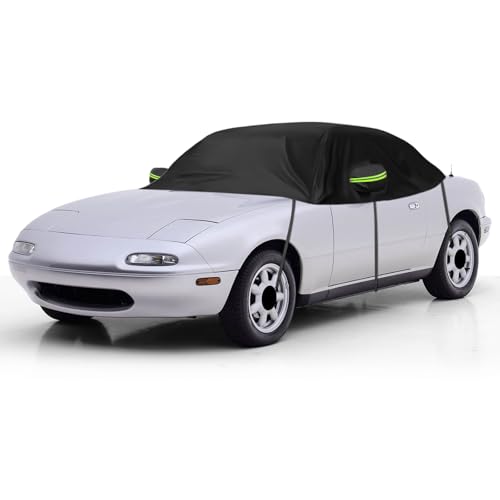 Autoabdeckung Wasserdicht Ersatz für Mazda MX-5 Miata MK1 MK2 MK2.5 NA/NB 1989-2005, Sonnenfest Hälfte Autoabdeckung, Halbgarage UV Beständige Halbe Auto Abdeckplane Staubdicht Schneefest Outdoor