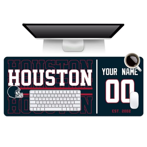 Image of ANTKING Houston Mouse Pad Custom Name and Number Desk Pad for Men Women Youth Gifts