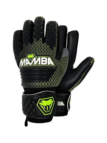 MAMBA Pro Goalkeeper Gloves | Premium Quality German Contact Latex Palm | Negative Cut | Latex Strap Wrist Support | Standout British Design | Goalie Gloves (Black, 8) MAMBA Pro Goalkeeper Gloves | Premium Quality German Contact Latex Palm | Negative Cut | Latex Strap Wrist Support | Standout British Design | Goalie Gloves (Black, 8)