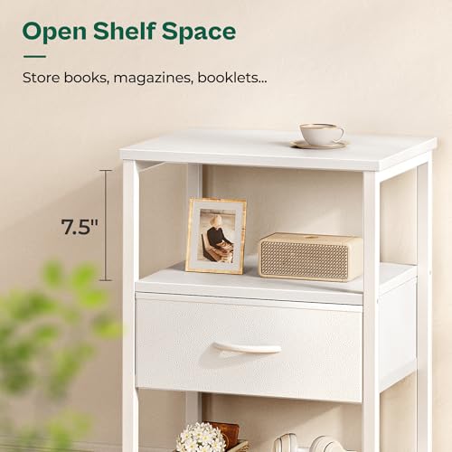 Huuger Night Stand with Fabric Drawer, Side Table with Mesh Shelf, Bedroom Nightstand, Fabric Drawer Dresser, Open Shelf, Metal Frame, Couch Side - Image 4