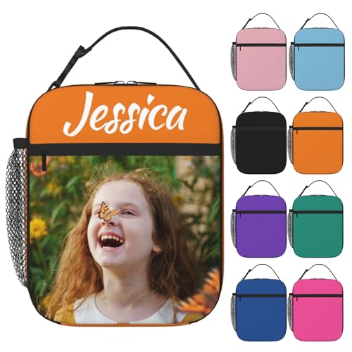 MESHELEY Personalized Lunch Box Custom Lunch Bag for Men Women with Name Photo Customized Insulated Reusable Leakproof Cooler Tote Bags Gifts for Work Picnic Travel