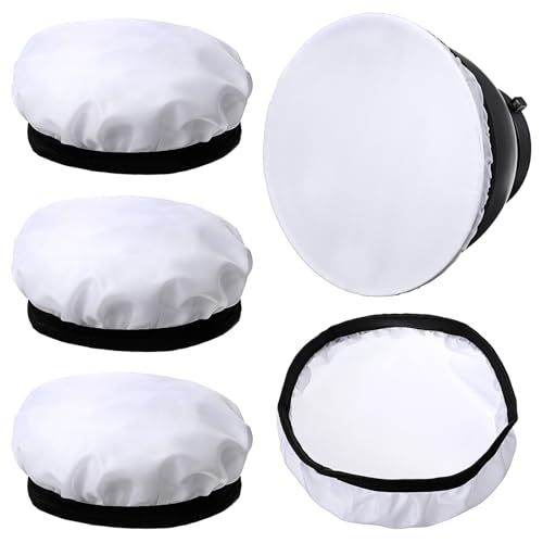 APLZGMG - 4 Stück Diffusor Aufsatz, 18 cm/7 Inch Blitz Diffusor Licht Abdeckung, Weiß Diffusorsocken, Diffusor-Lampe Abdeckung, Weiche Lampenschirm Reflektor, Diffusor-Tuch für Ringlicht Blitzlicht - -4%