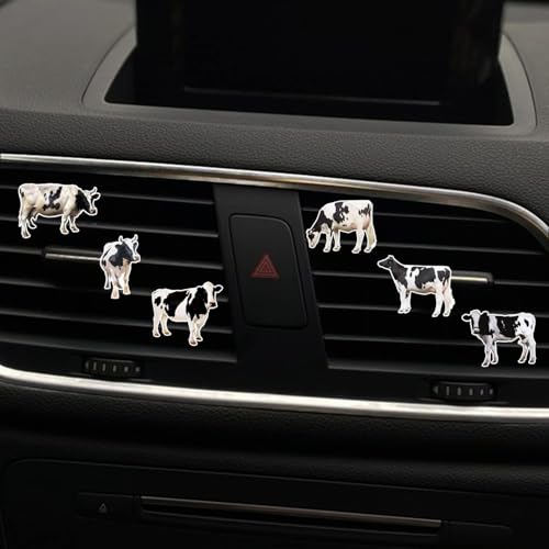 Image of Black and White Cows Car Vent Clip,Car Air Fresheners Vent Clips Cute Car Vent Decorations,Bling Car Diffuser Car Interior Decoration Charm Car Vent Interior Accessories (6 Pcs Black and White)