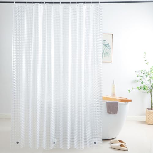 Image of Shower Curtain Liner 74 Inches Long, EVA Heavy Duty Clear Shower Liner with 3 Strong Weights, 3D Square, 72 x 74 Inch