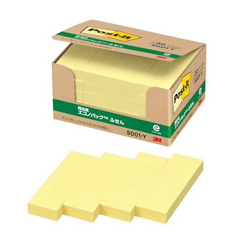 Amazon.co.jp: 3M ポストイット 付箋 細い イエロー 75×25mm 100枚×20