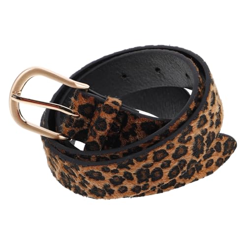 Women's Adjustable Leopard Print Wide Belt Faux Pu Waistband for Jeans Animal Print Fashion Accessory