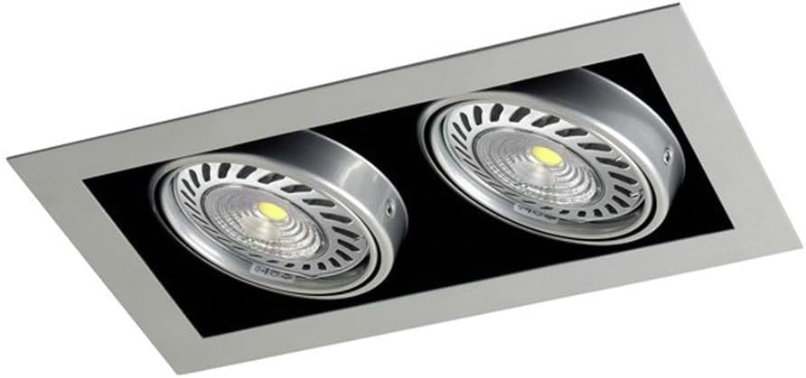 CristalRecord Kardan Tecno - Recessed Spotlight Fitting, Steel Finish, 2 x AR111 Lights, 350 x 210 mm