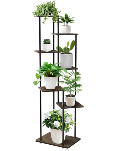 MYMULIKE Porta Piante da Interno Esterno Portavasi da Balcone Supporto per Piante Scaffali in Metallo Marrone 7 piani Bonsai Arredo Giardino