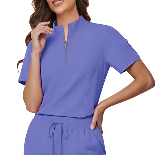 Gargey Scrubs for Women - Zip Front Top & Flare Pant Stretch Nursing Women’s Scrubs Set Medical Uniform - image 4