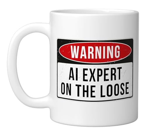 Taza de cerámica blanca con texto divertido AI Expert miniatura 1