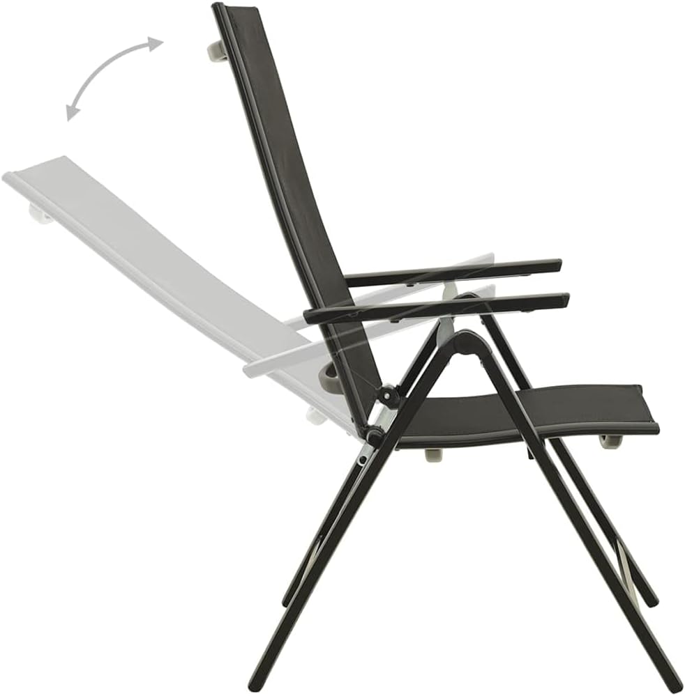 Illustration showing the adjustable backrest mechanism of the garden chair, with an arrow indicating movement.