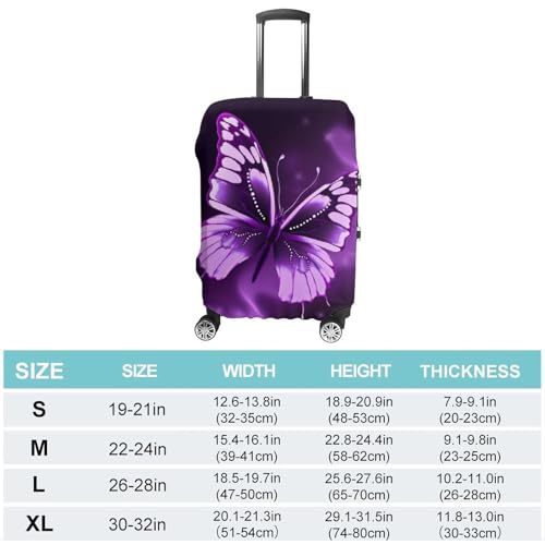 Washable Luggage Case Cover Cute Purple Butterfly Printed Luggage Cover Protector Elastic Suitcase Protector Anti-Scratch Suitcase Cover for Size L (26-28 inches) Luggage2