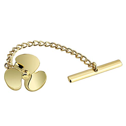 Men's Tie Pin Interesting Tie Tacks with Chain for Men Necktie Accessory (Propeller Tie Tack Pins Gold)