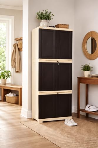 Image of Prima Viva-3 Plastic Storage Cabinet (Medium H 6 Ft x W 2 Ft x D 1.16 Ft) | 5 Compartments Multipurpose Organizer for Home & Office | Strong, Stylish & Spacious Cupboard for Clothes & Essentials