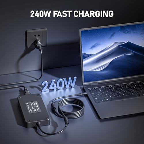 Image of 240W Adapter for Dell Precision 7680 7670 7780 7670 7560 7770 G16 G15 G5 G3 Alienware 15 17 X15 X16 X17 M15 M17 GA240PE1-00 Laptop Power Supply Cord