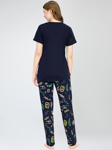 Image of ZEYO Night Suit for Women's Printed Cotton Night Dress of Top and Pajama Set 5774