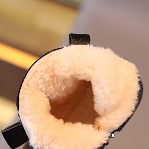 Toddler Boots Boys And Girls Waterpoor Ankle Boots Side Zipper Booties Fleece Windproof Short Kids Boots Size 122