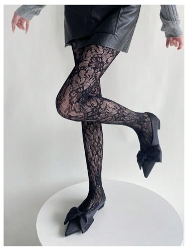 Image of SHENHE Women's Patterned Fishnet Tights High Waist Pantyhose Floral Stockings