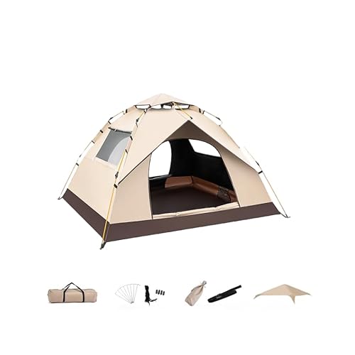 COMEDYKINGワンタッチテント 2-4人用 ブラックビニールコーティング 自動開閉 5秒キャンプ設営 防水 通気性 UVカット サンシェード 断熱 耐水圧3000mm 四面メッシュ 超軽量 収納バッグ付き バーベキュー、釣り、ビーチ、公園、キャンプ、