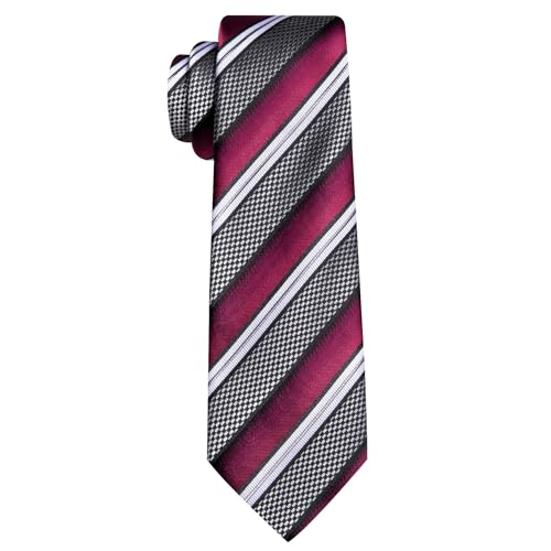 Image of Barry.Wang Mens Tie Set Plaid Check Neckties Formal Business Wedding Luxury Pocket Square Cufflinks