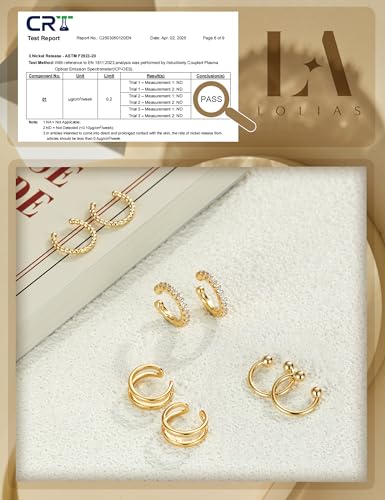 LOLIAS 4 Pairs Ear Cuffs Non Piercing - 14K Gold Plated Ear Cuff Earrings for Women Ear Cuff for Non Pierced Ears Clip on Cartilage Earring Adjustable Fake Earrings Set4