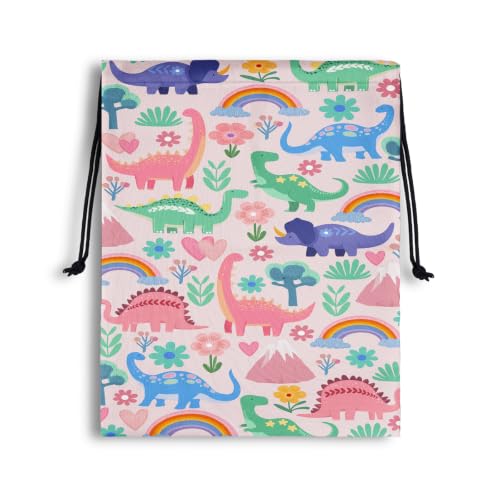 Image of Dinosaur Storage Bag With Drawstring Portable Pouch for Headphones iPad Shoes Toys