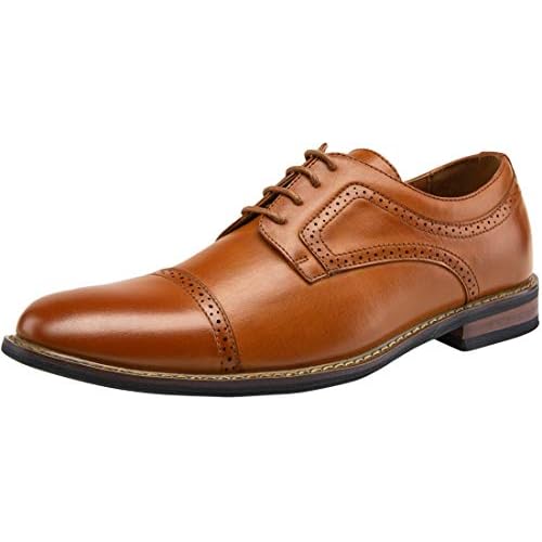 Jousen Men's Dress Cap Toe Shoes Wingtip Brogue Oxfords for Men Business Formal Derby Shoes