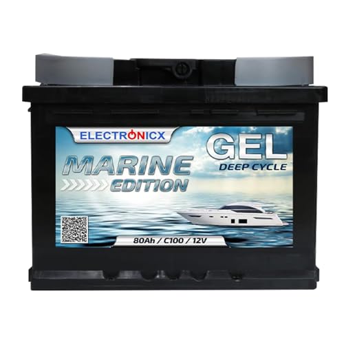 GEL batería 12v 80Ah Electronicx Marine Edition 12v batería solar 12v baterías solares suministro 12v gel caravana batería camper gel 12v 80ah solar mover batería
