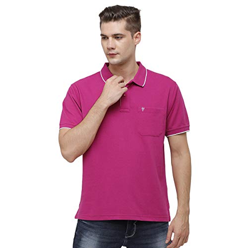 Image of Classic Polo Mens Cotton Blended Solid Half Sleeve Regular Fit Polo Neck T-Shirt