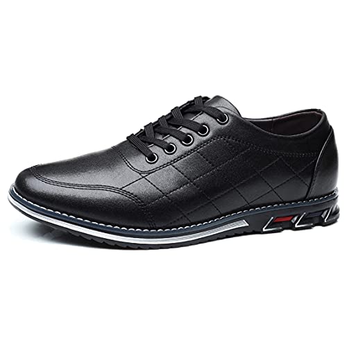 Image of Veslexth Men Casual Driving Sneakers Loafers Breathable Comfort Walking Wing Tips Lace Up Luxury Leather Shoes for Male Business Work Office Dress Outdoor