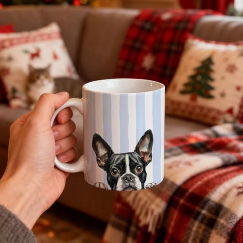 Taza de cerámica Boston Terrier 11 onzas miniatura 6