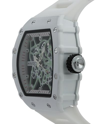 Image of Havoc Craft Men's Luxury Sports Watch 30M Waterproof Tonneau Chronograph | Analog Quartz Wristwatch with Time & Day Function | Premium Square Dial, Shock-Resistant & Anti-Magnetic Silicone Strap