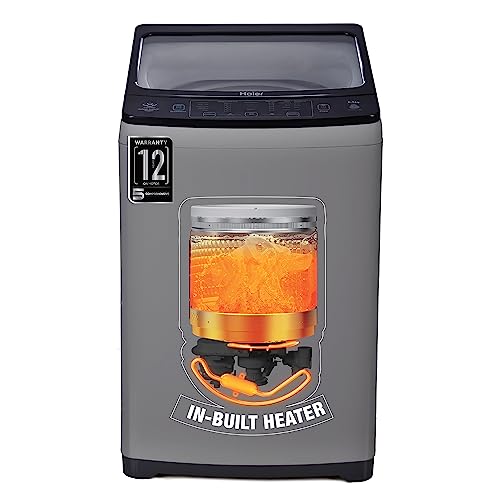 Haier 8 Kg 5 Star In-built Heater Fully Automatic Top Load Washing Machine (2023 Model, HWM80-H826S6, Oceanus Wave Drum, Starry Silver)
