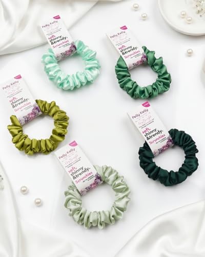 Image of Luxury Satin Scrunchies Set for Women, Girls | Anti-Hair-Breakage Hair Ties for Ponytails & Buns | Small Size | Pack of 5