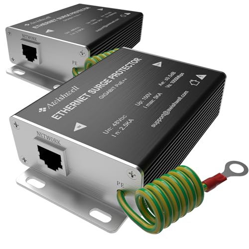 Awishwell Ethernet Surge Protector Gigabit, 2 Pack 20KA PoE++ Network Protection, RJ45 Surge...