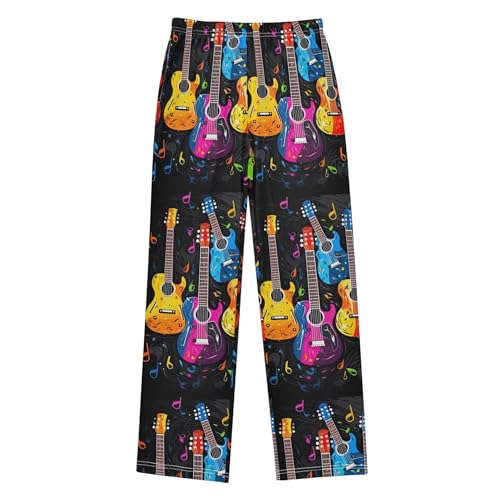 Guitar Long Pajama Pants Elastic Waist PJ Bottoms with Pockets S A1101382