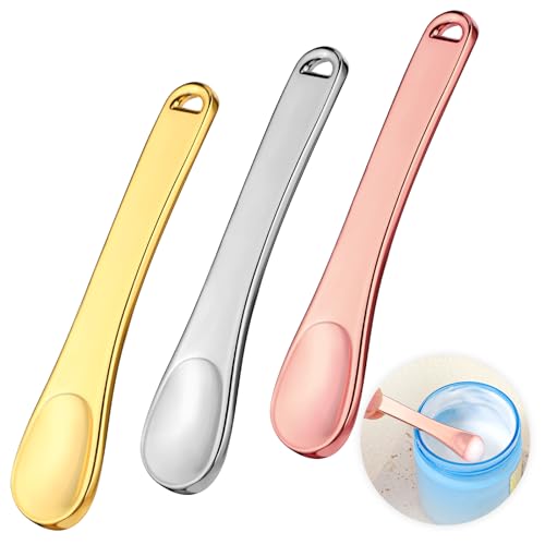 3 Pack Skincare Spatula Metal Makeup Spatula Mini Cosmetic Spatula Small Scoops Facial Applicator Tool Beauty Spatula For Face Mask Eye Cream Lotions Moisturizers