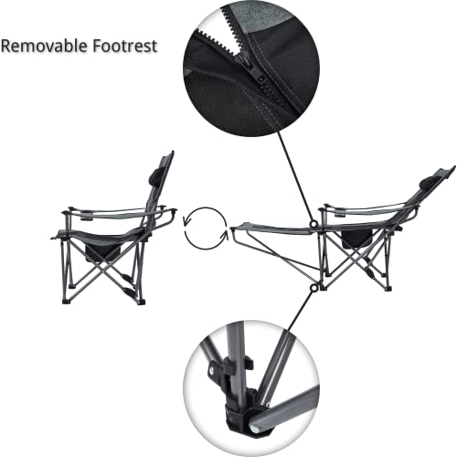 Suntime Adjustable Reclining Lounge Mesh Chair, Portable Folding Camping Chair With Removable Footrest, Sponge Pillow, Cup Holder, Side Pocket, Carry Bag - Gray #TOP2