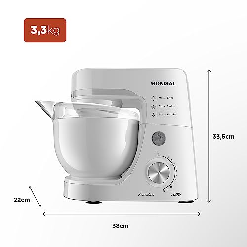 Batedeira Planetária, Mondial, Branco, 700W, 110V - BP-03-W