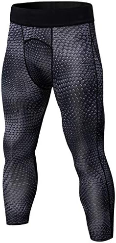 Queerier Men's Compression 3/4 Pants Baselayer Tights for Gym,Basketball and Cycling 3 Pack