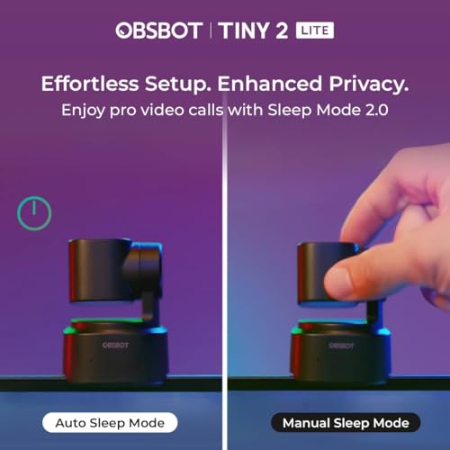 Image of OBSBOT Tiny 2 Lite AI-Powered 4K PTZ Webcam with AI Tracking, 1 /2″ Sensor, 1080p@60FPS HDR, Gesture Control, Dual Microphones, Auto Focus | Webcam for PC, Laptop, Streaming, Meetings & Video Calls