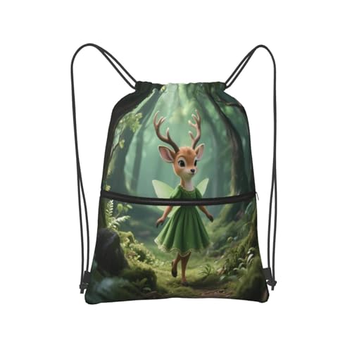 Cute Deer Gym Drawstring Bags Stylish String Bag Training Gymsack Backpack For Luggage - Main Image