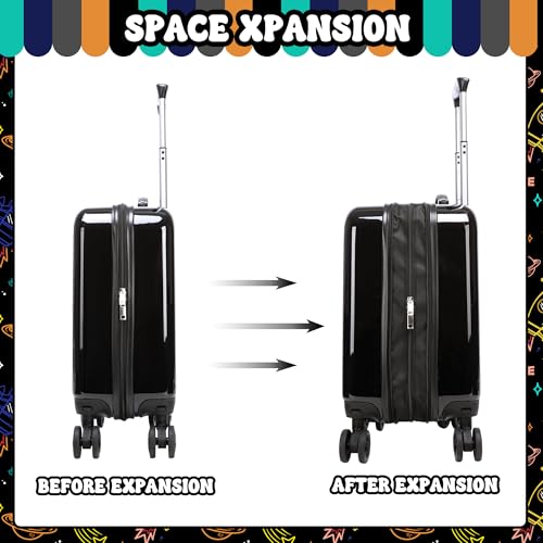Image of Kids Luggage Set Carry On Rolling Suitcase with U shaped Pillow Toddler Suitcase for Boys Travel Set Rocket Hardside Luggage with Spinner Wheels Airline Approved