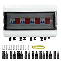 GTYORUS Boîte Photovoltaïque,DC überspannungsschutz PV Solar Trennschalter mit Solarstecker 4 String 500V Photovoltaik DC Leitungsschutzschalter Blitzschutz Erdung für PV Anlage(4 in 4 out,40A)